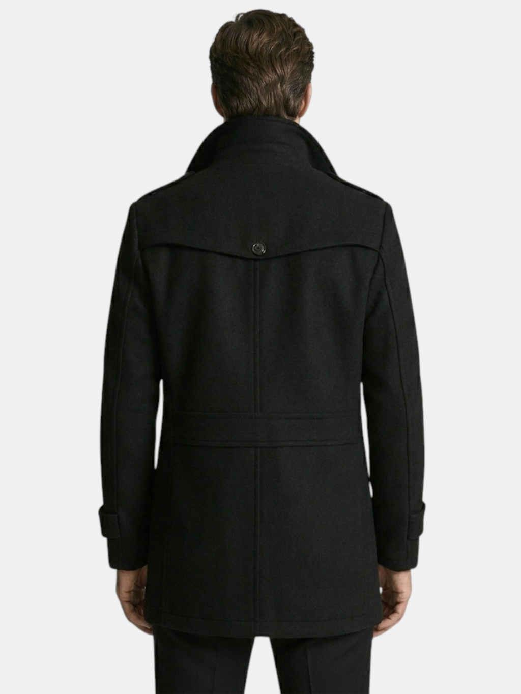 Men's Long Coat – Tailored Fit, Classic Collar