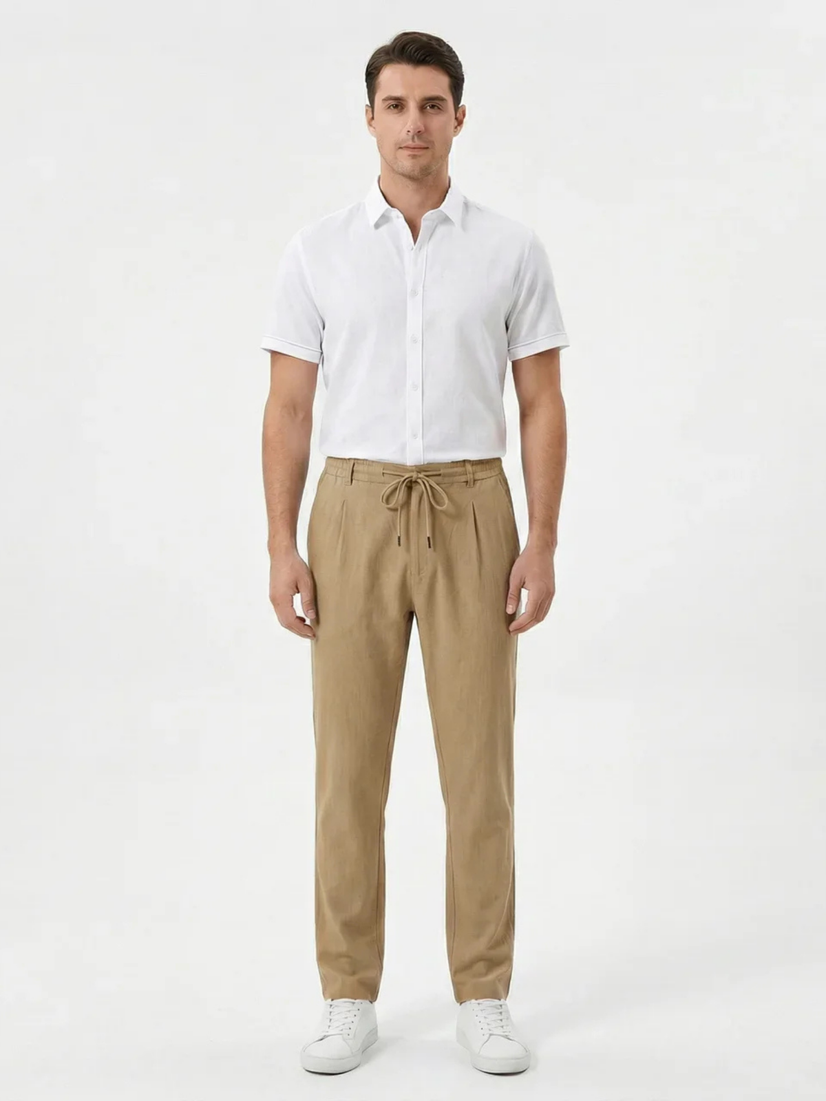Men's Drawstring Straight-Leg Trousers