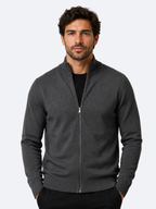 Men's Zip-Up Cardigan with Stand Collar, Long Sleeve