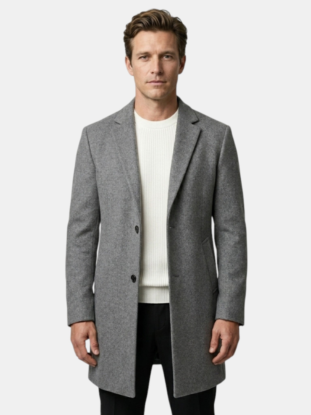 Men's Grey Coat – Tailored Fit, Classic Design