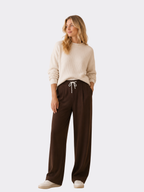 Women's Wide-Leg Trousers – Full Length, Adjustable Drawstring Waist