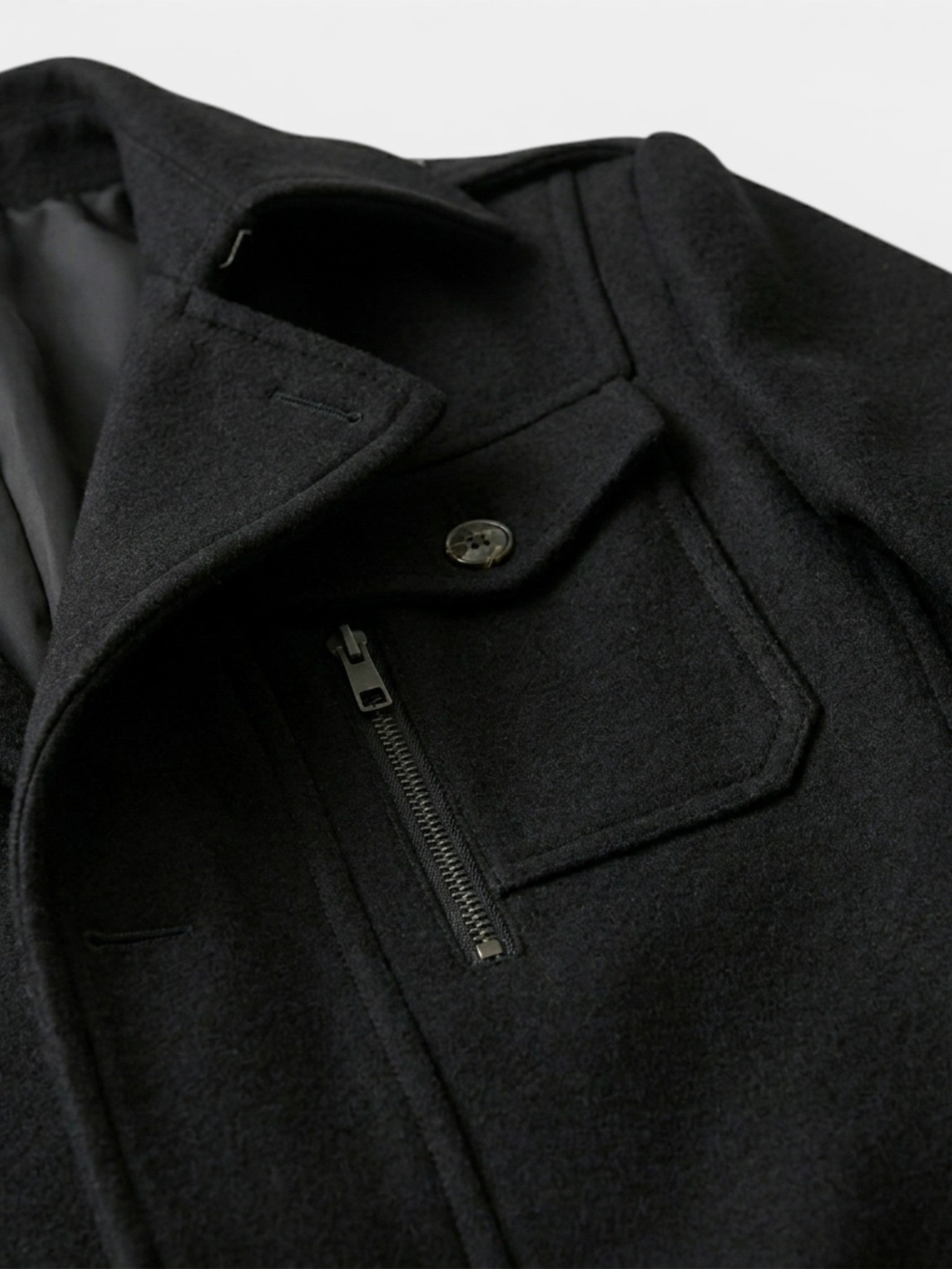 Men's Long Coat – Tailored Fit, Classic Collar