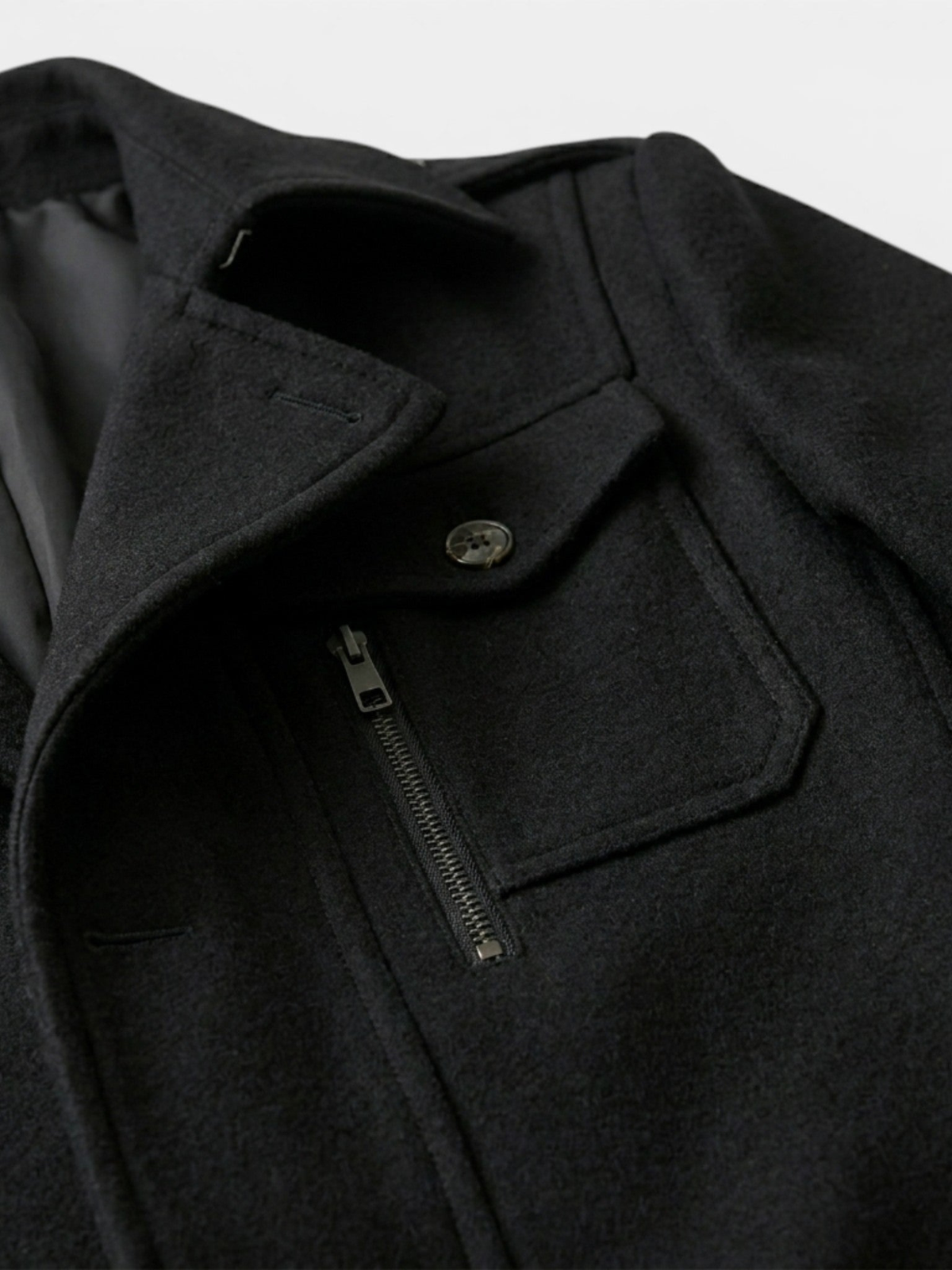 Men's Long Coat – Tailored Fit, Classic Collar