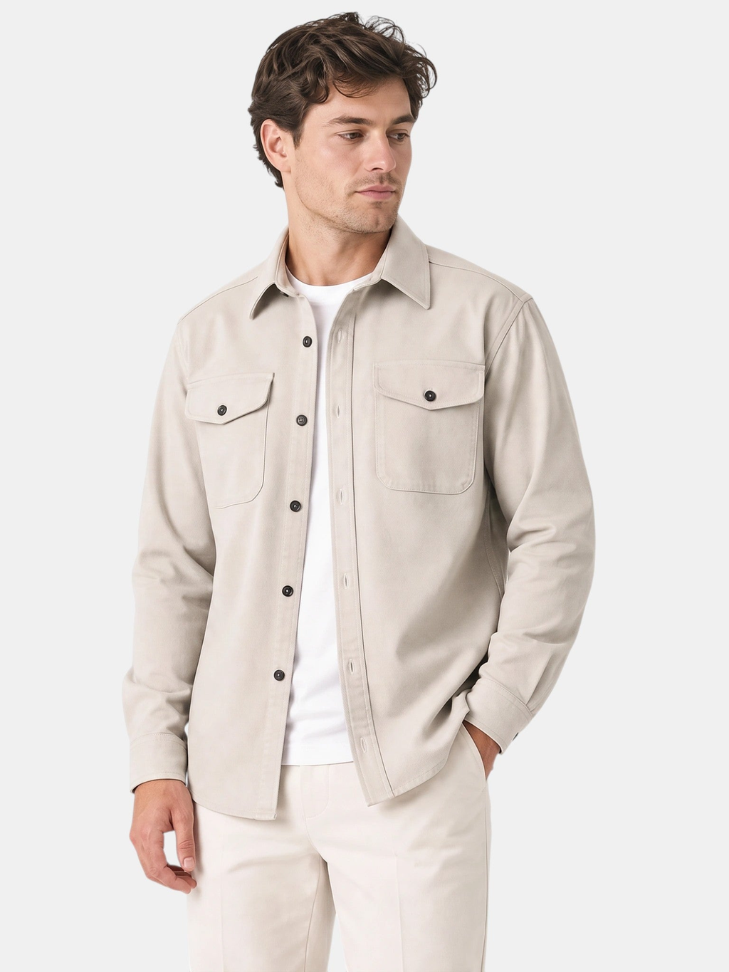 Men's Overshirt – Button Closure, Chest Pockets