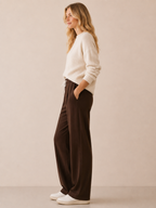 Women's Wide-Leg Trousers – Full Length, Adjustable Drawstring Waist