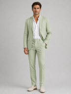 Men's Linen-Blend 2-Piece Suit – Tailored Blazer, Straight-Leg Trousers