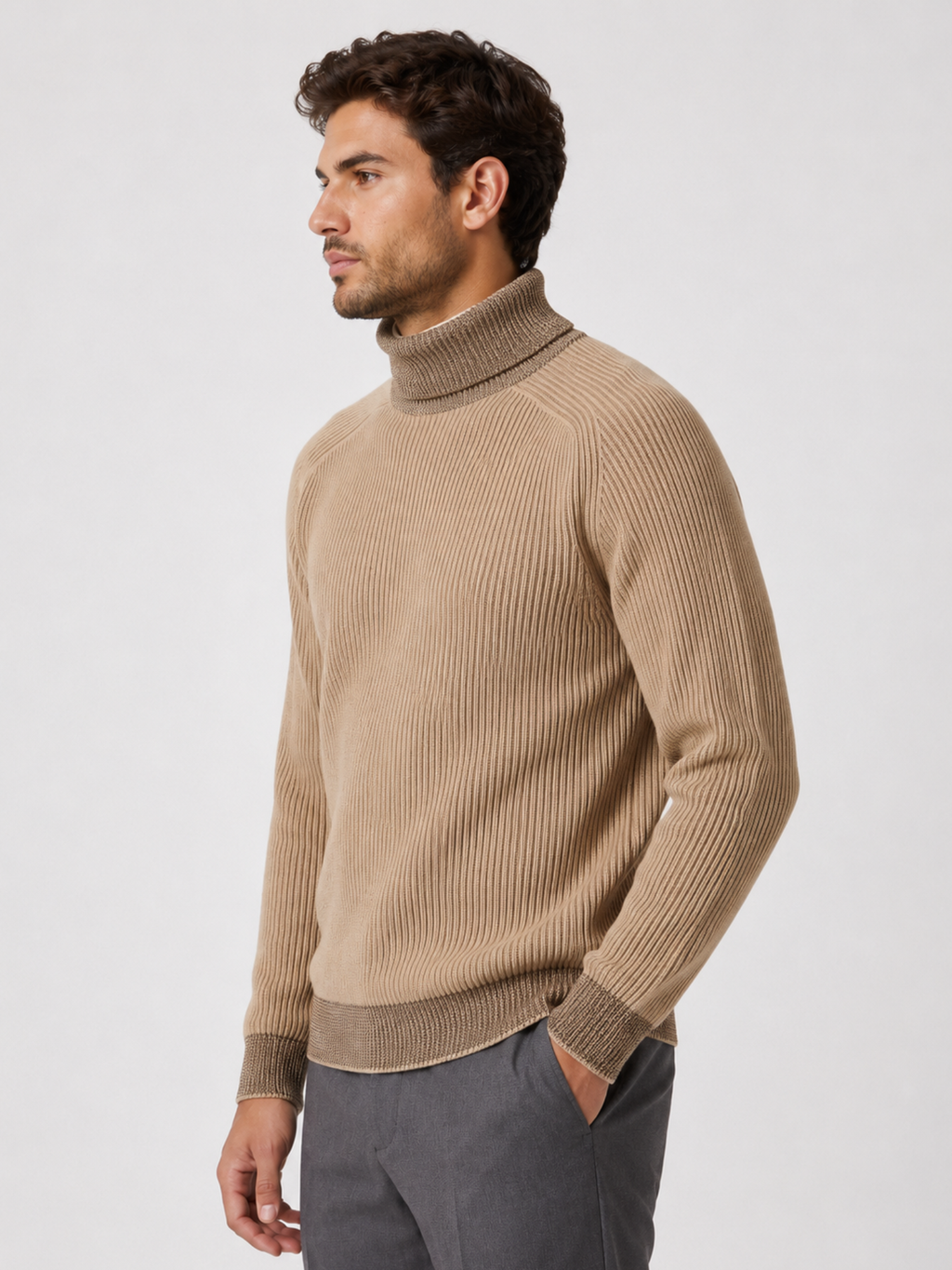 Men's Long Sleeve Roll-Neck Jumper