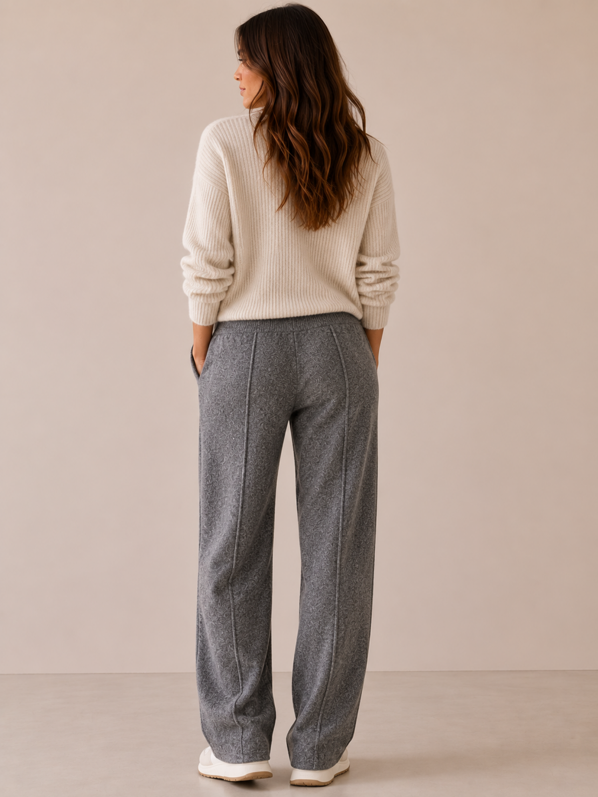 Women's High-Waist Straight-Leg Trousers – Full Length, Adjustable Drawstring
