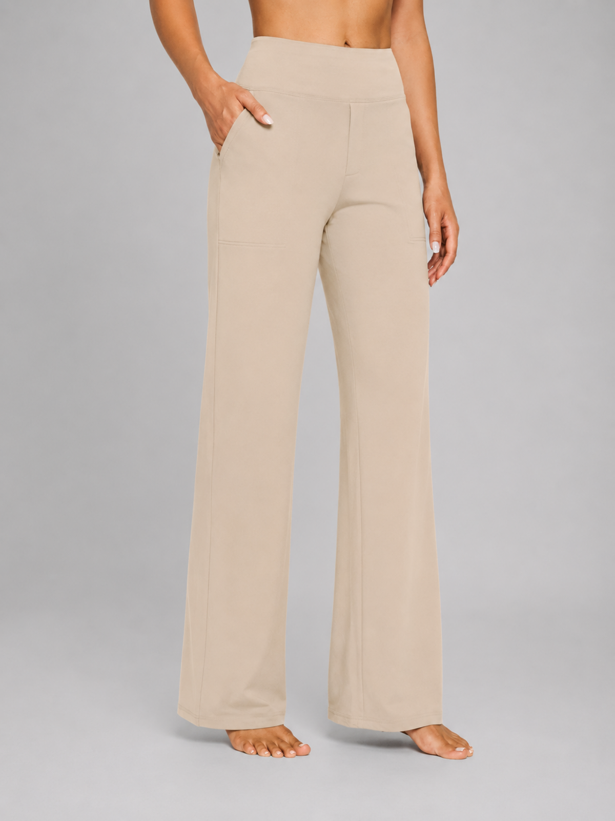 Women's Stretch Straight-Leg Trousers – High Waist