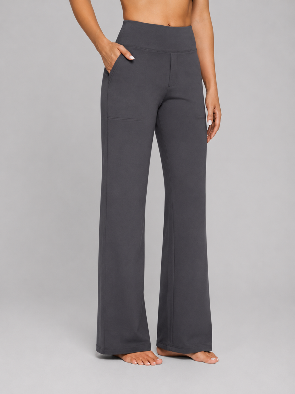 Women's Stretch Straight-Leg Trousers – High Waist