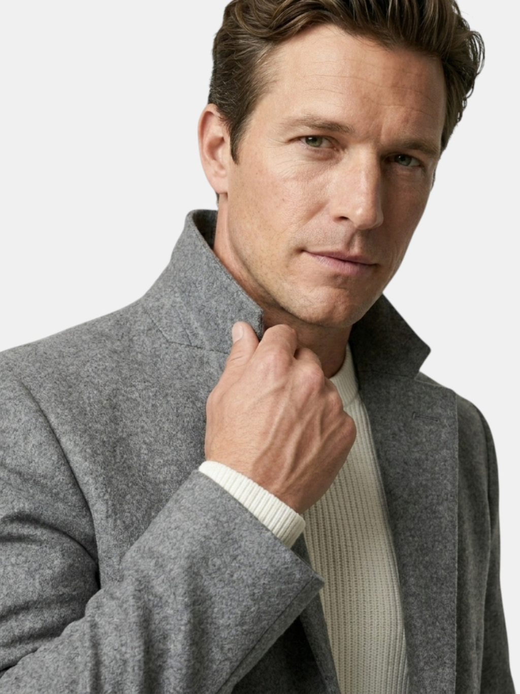 Men's Grey Coat – Tailored Fit, Classic Design