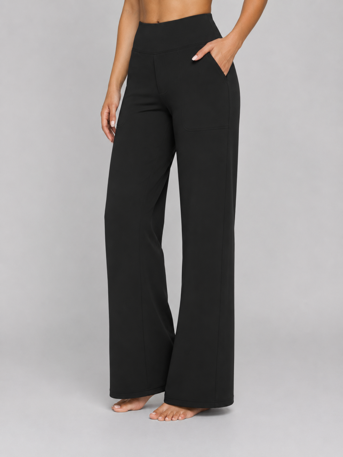 Women's Stretch Straight-Leg Trousers – High Waist