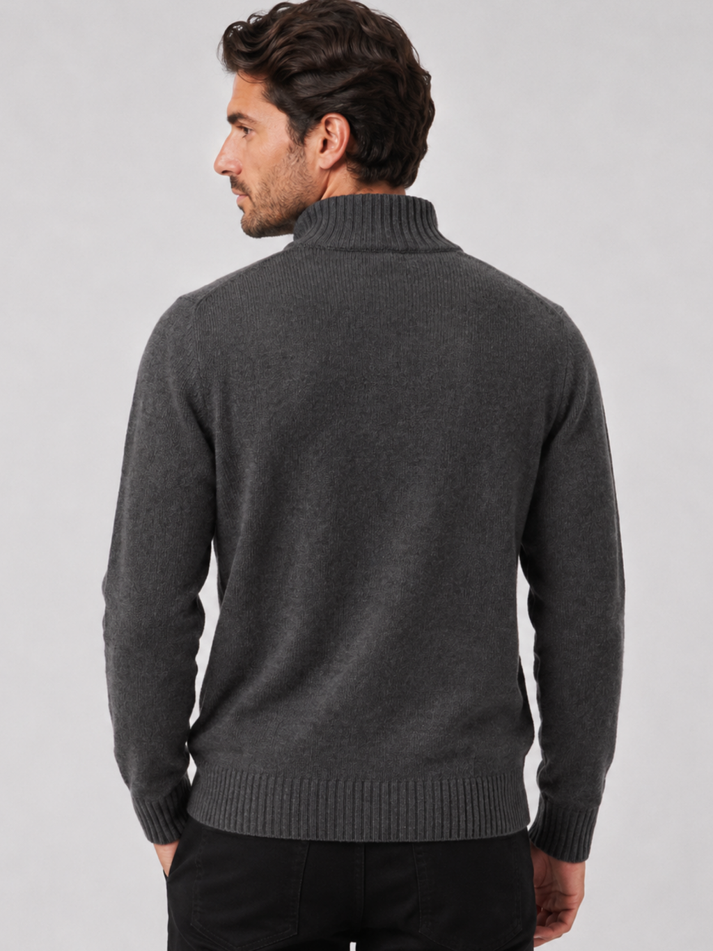 Men's Half-Zip Jumper with Stand Collar