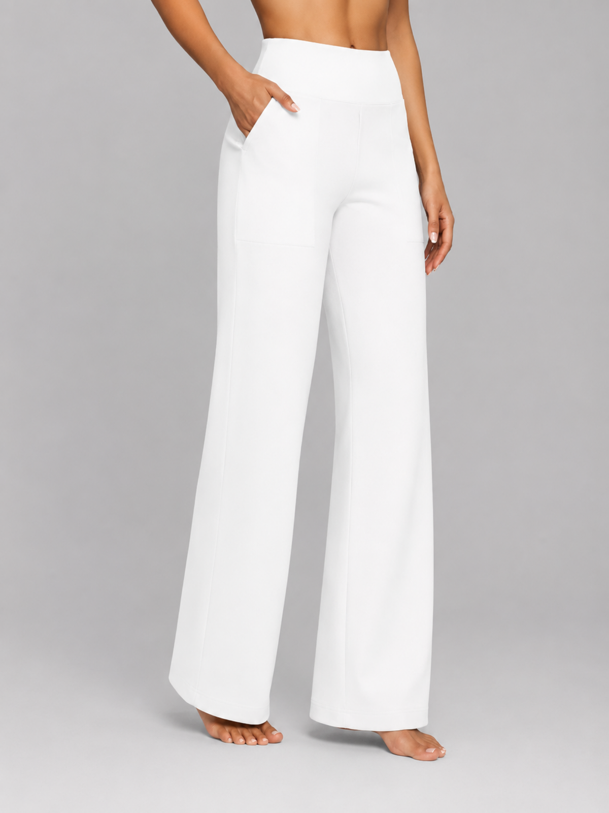 Women's Stretch Straight-Leg Trousers – High Waist