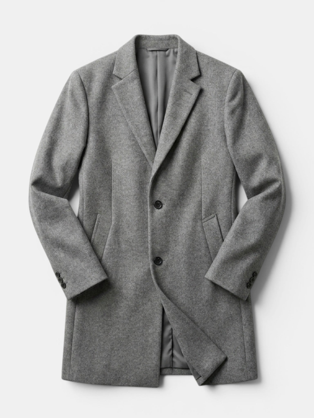 Men's Grey Coat – Tailored Fit, Classic Design