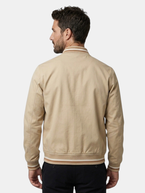 Men's Bomber Jacket – Zip Closure, Ribbed Trims