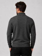Men's Zip-Up Cardigan with Stand Collar, Long Sleeve
