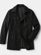 Men's Long Coat – Tailored Fit, Classic Collar