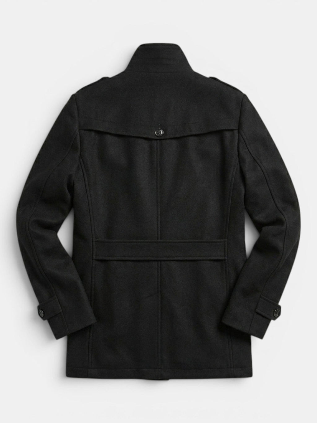 Men's Long Coat – Tailored Fit, Classic Collar