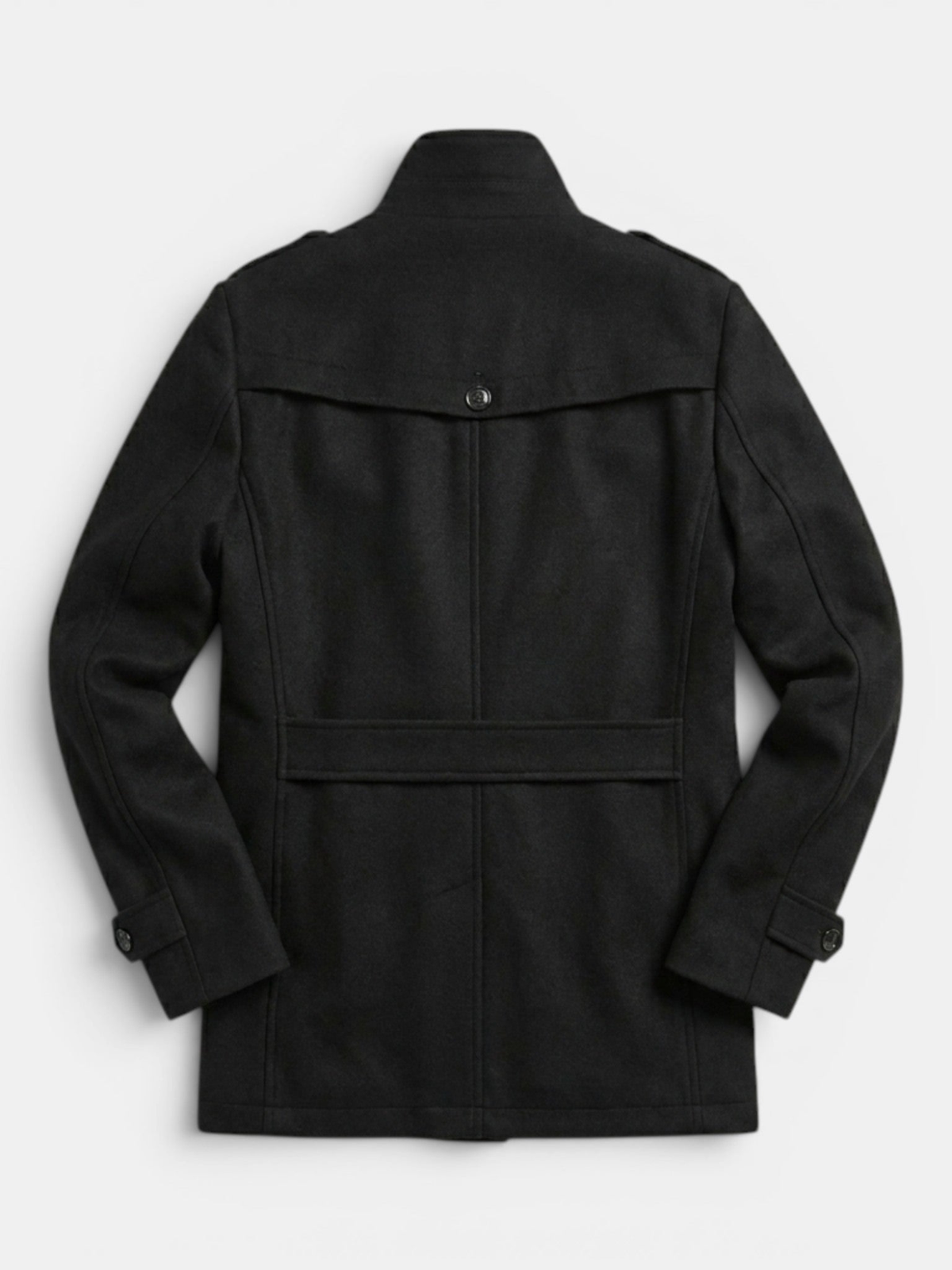 Men's Long Coat – Tailored Fit, Classic Collar