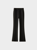 Women's High-Waist Flared Trousers – Full Length, Button Closure