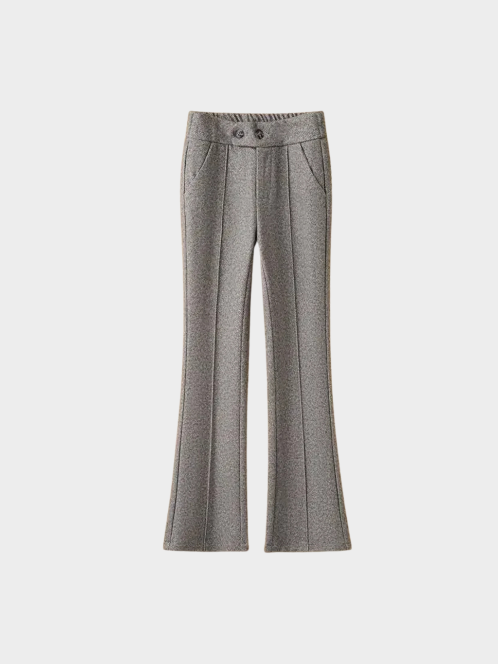 Women's High-Waist Flared Trousers – Full Length, Button Closure