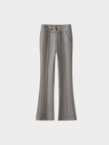 Women's High-Waist Flared Trousers – Full Length, Button Closure