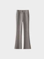 Women's High-Waist Flared Trousers – Full Length, Button Closure