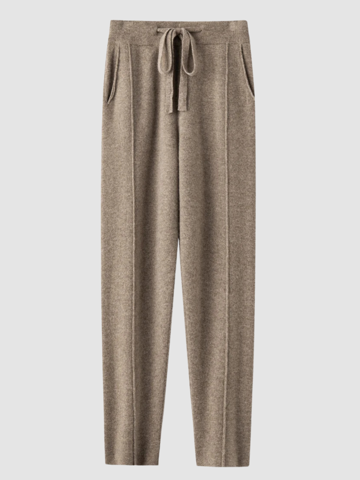 Women's High-Waist Straight-Leg Trousers – Full Length, Adjustable Drawstring