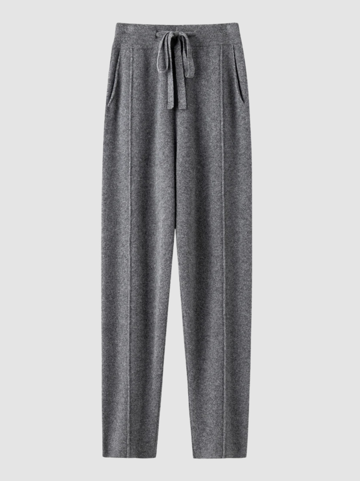 Women's High-Waist Straight-Leg Trousers – Full Length, Adjustable Drawstring