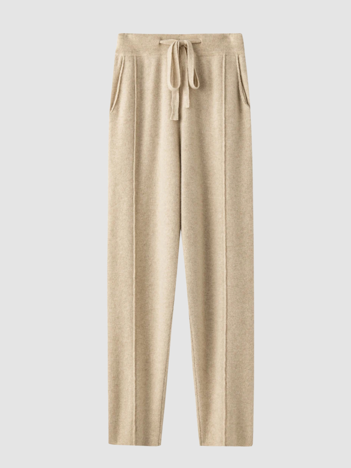 Women's High-Waist Straight-Leg Trousers – Full Length, Adjustable Drawstring