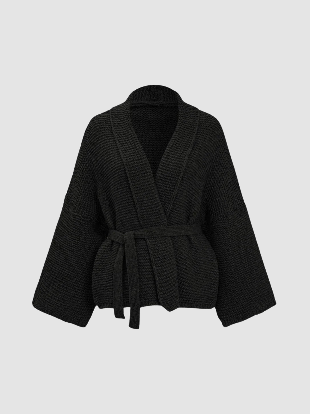 Women's Open-Front Cardigan – Tie Waist, Long Sleeve, Relaxed Fit