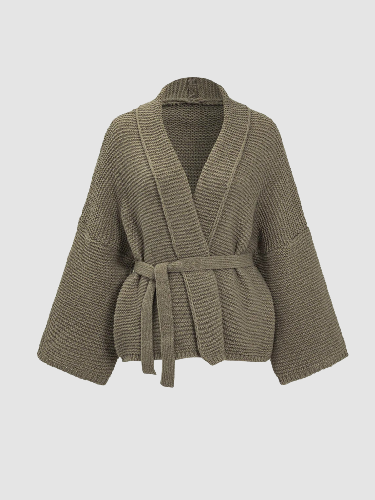Women's Open-Front Cardigan – Tie Waist, Long Sleeve, Relaxed Fit