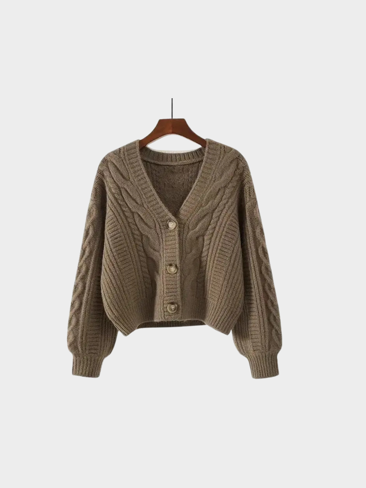 Women's V-Neck Cardigan – Button-Front Closure, Long Sleeve, Relaxed Fit