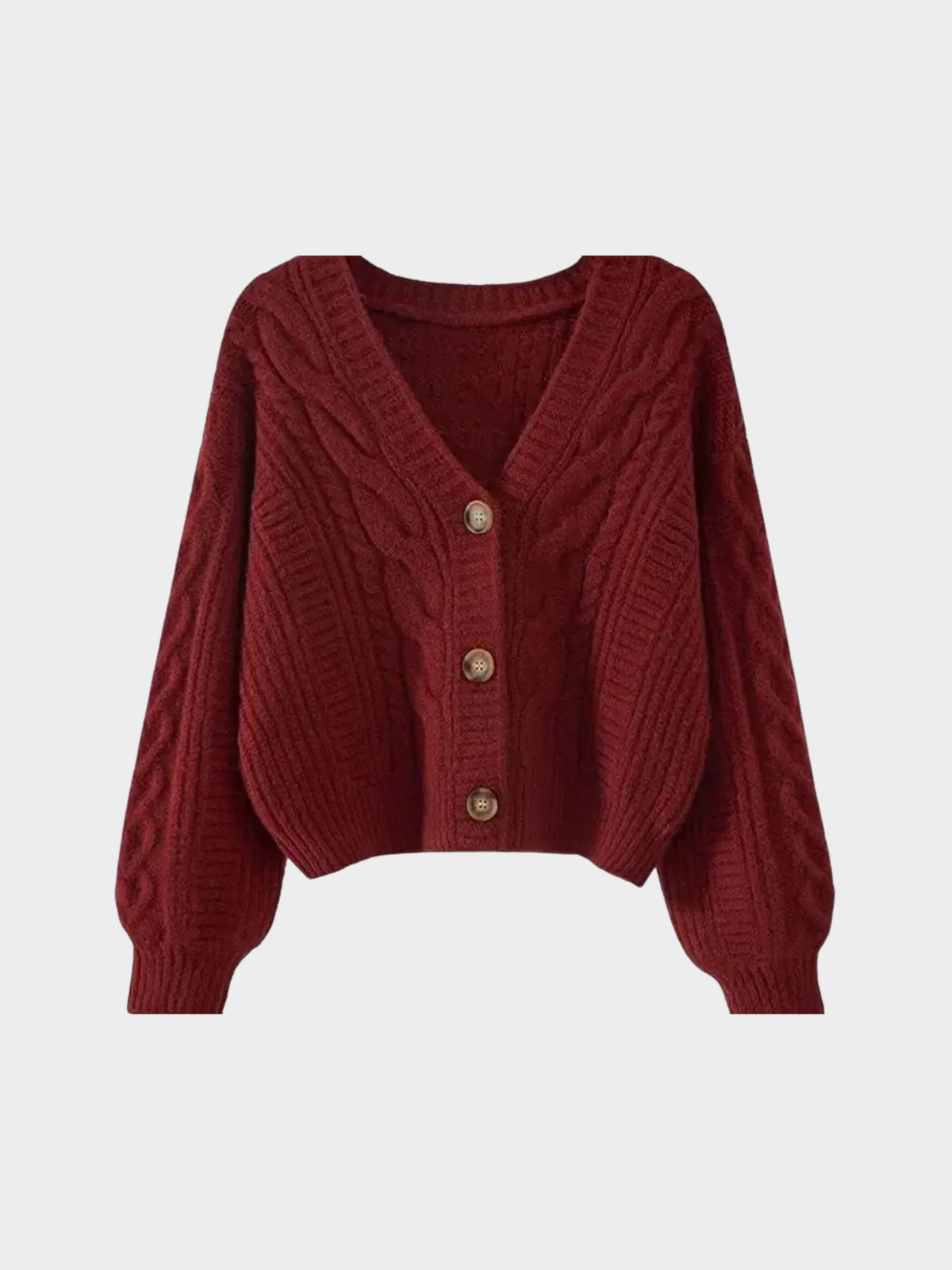 Women's V-Neck Cardigan – Button-Front Closure, Long Sleeve, Relaxed Fit
