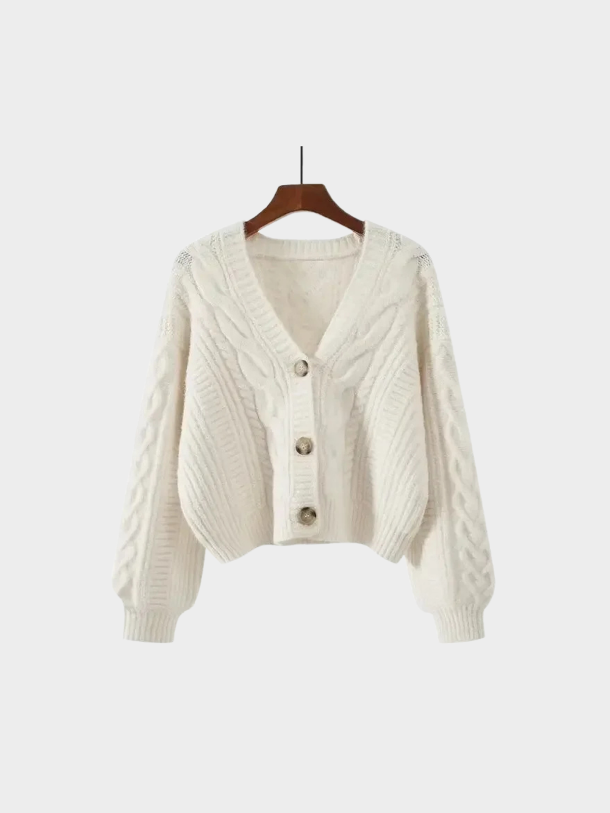 Women's V-Neck Cardigan – Button-Front Closure, Long Sleeve, Relaxed Fit