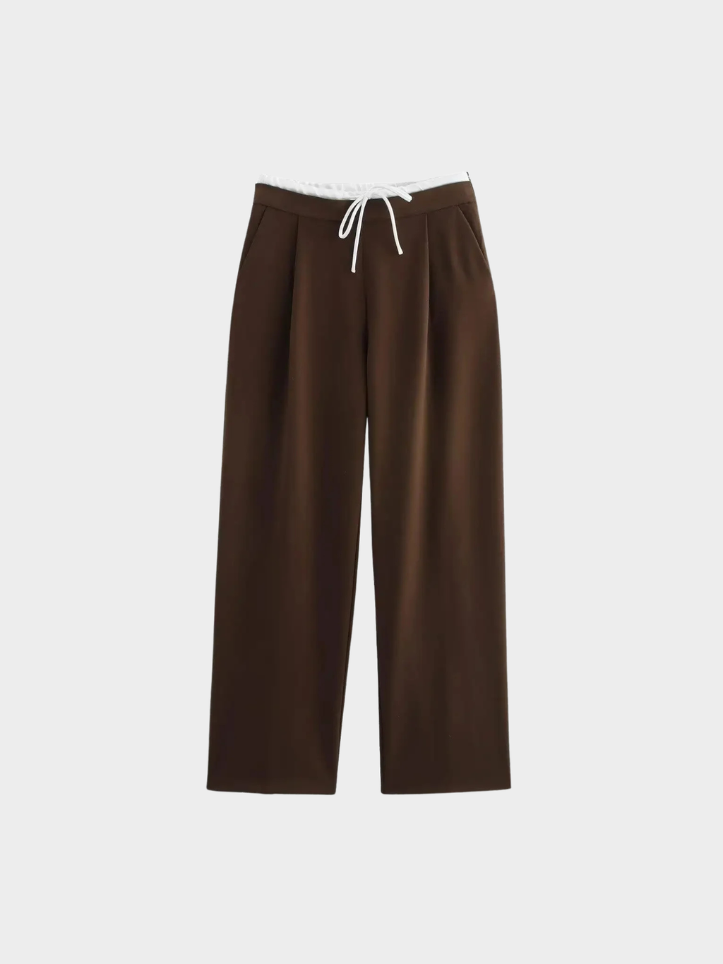 Women's Wide-Leg Trousers – Full Length, Adjustable Drawstring Waist