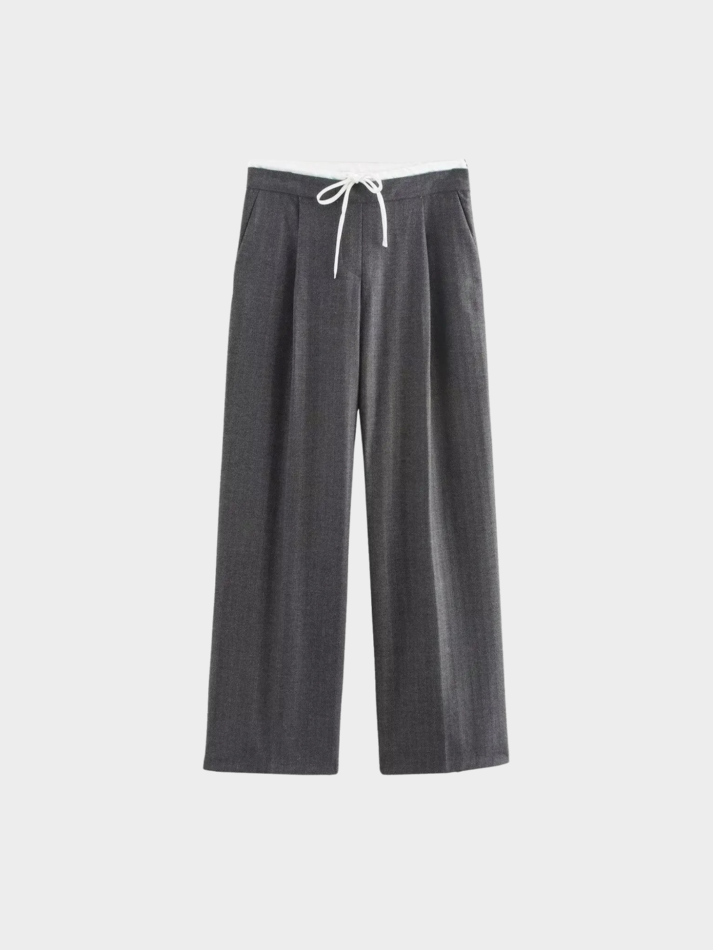 Women's Wide-Leg Trousers – Full Length, Adjustable Drawstring Waist