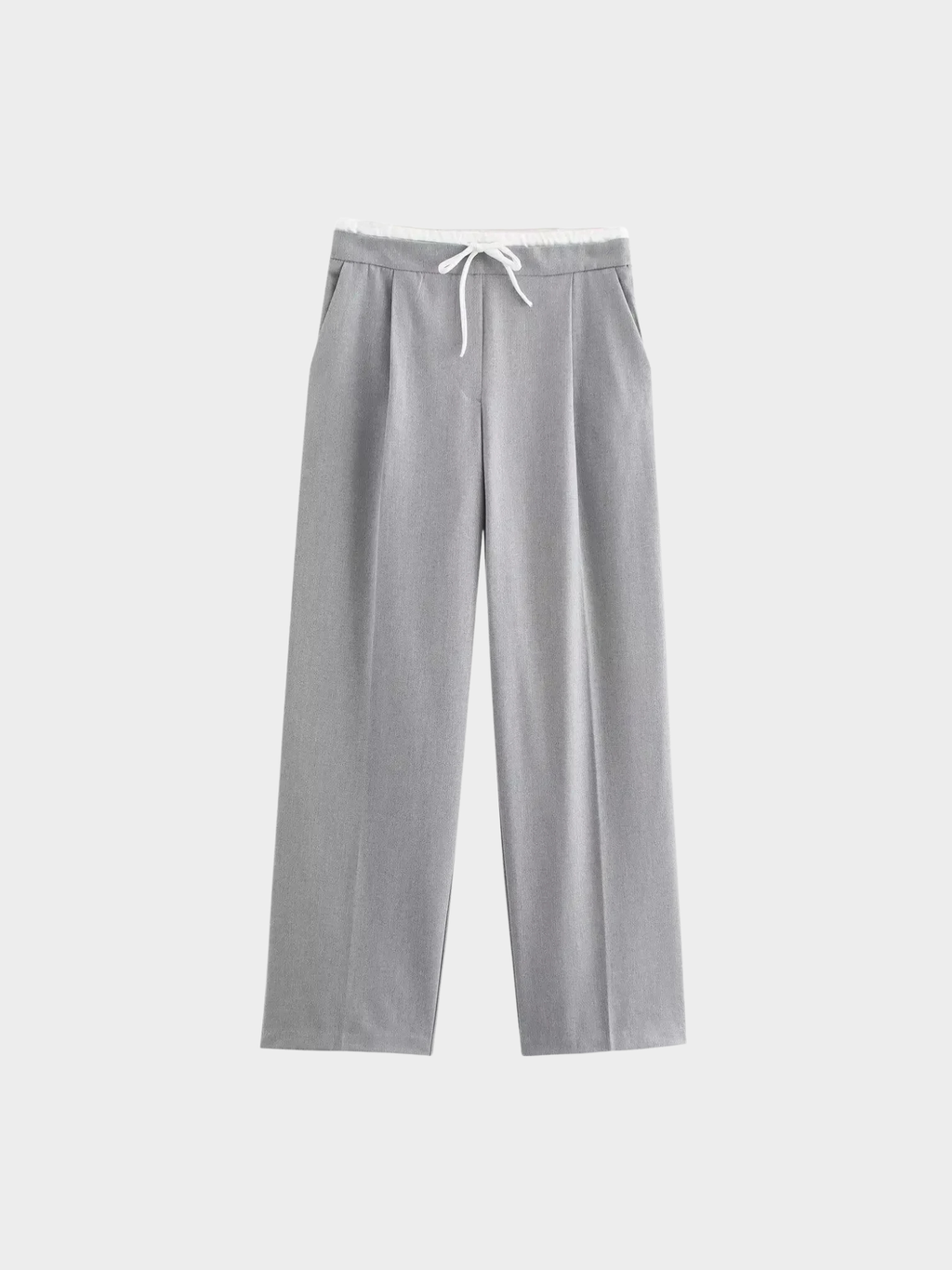Women's Wide-Leg Trousers – Full Length, Adjustable Drawstring Waist