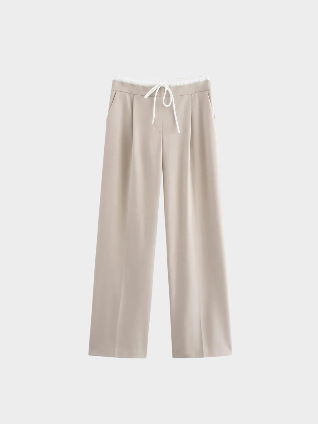 Women's Wide-Leg Trousers – Full Length, Adjustable Drawstring Waist