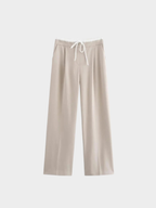 Women's Wide-Leg Trousers – Full Length, Adjustable Drawstring Waist